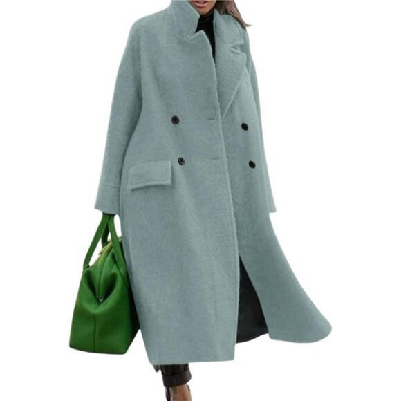 Women Oversized Long Winter Coats Warm Blue - Picture 1 of 6